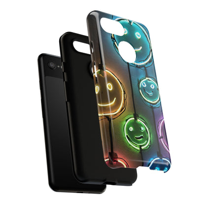 Colorful Neon Smiley Face Phone Case - Tough & Stylish Protection