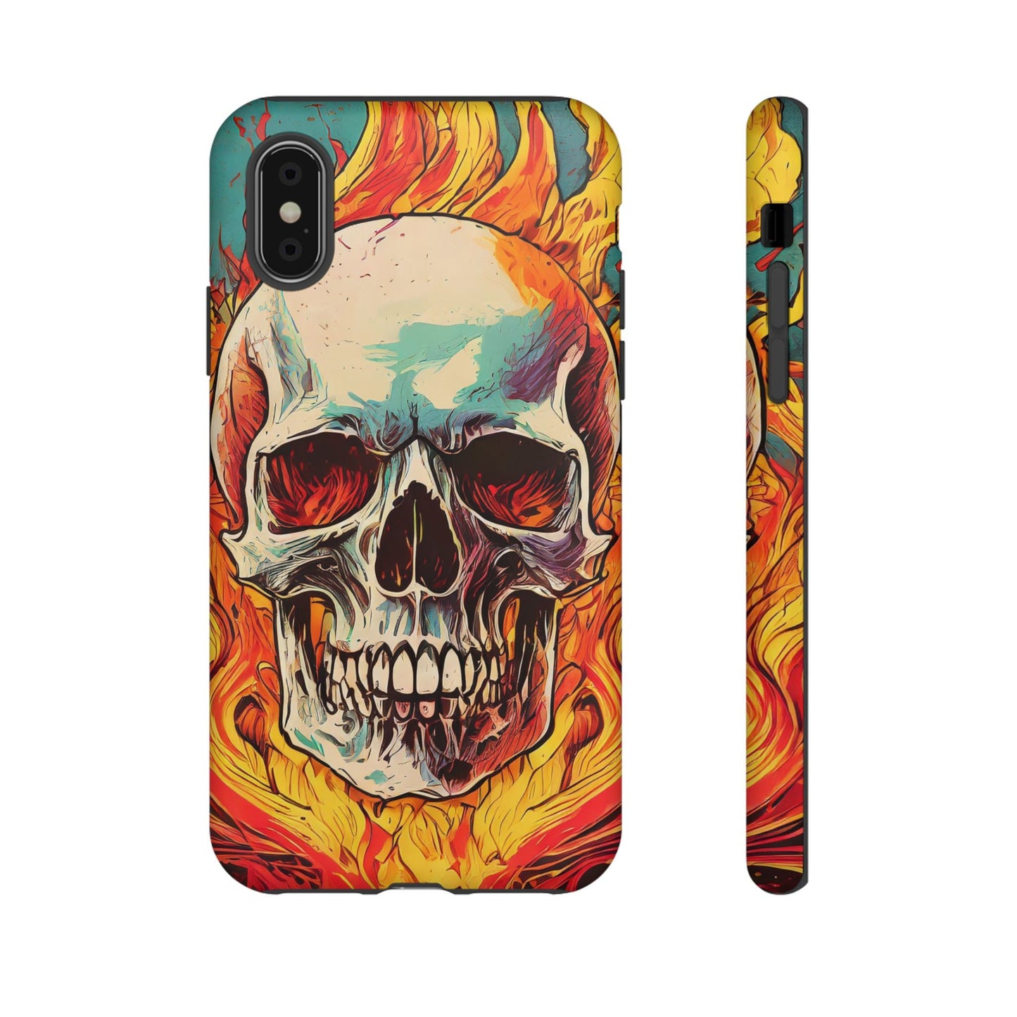 Flaming Skull Tough Phone Case