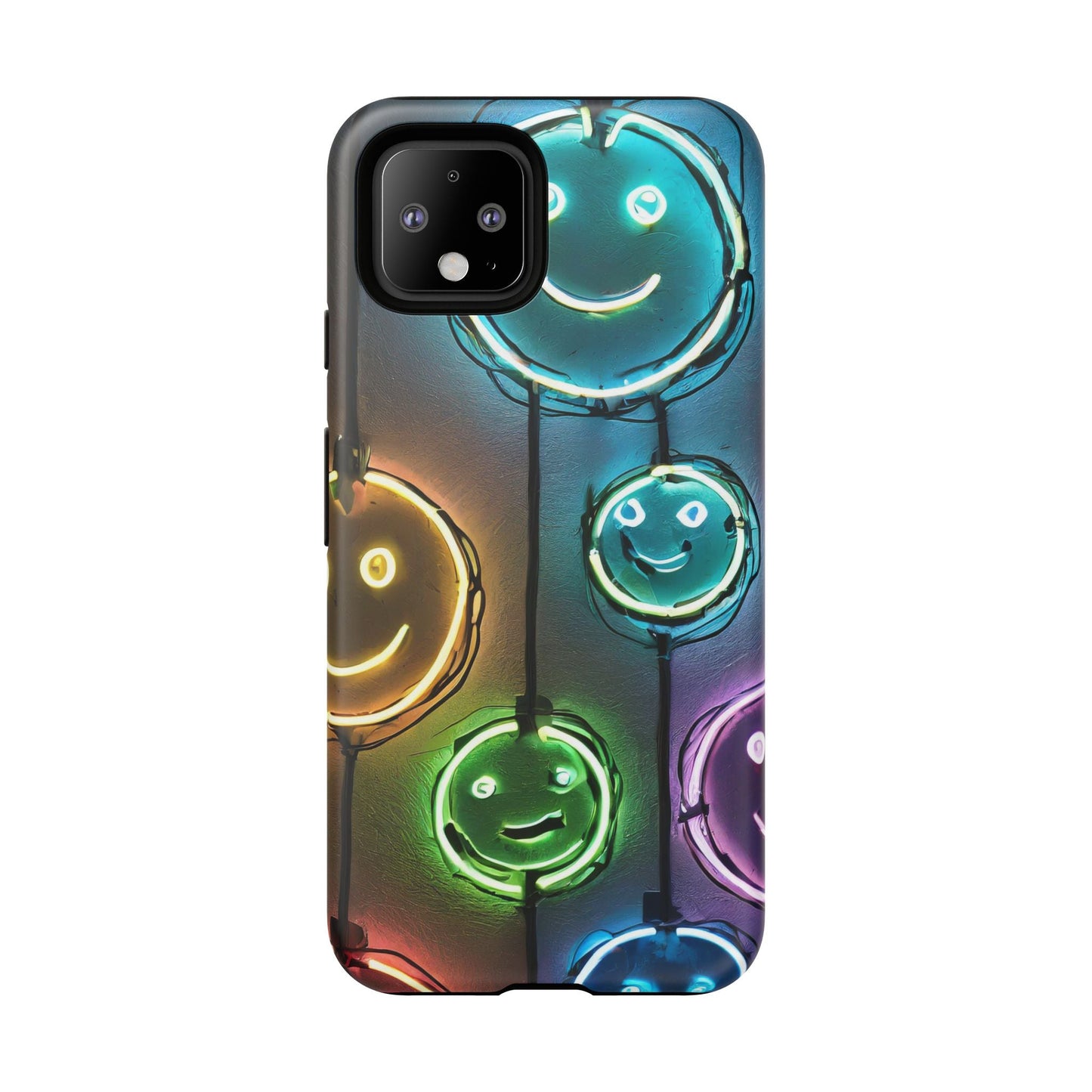 Colorful Neon Smiley Face Phone Case - Tough & Stylish Protection
