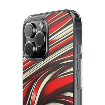Red & White Swirl Abstract Clear Phone Case