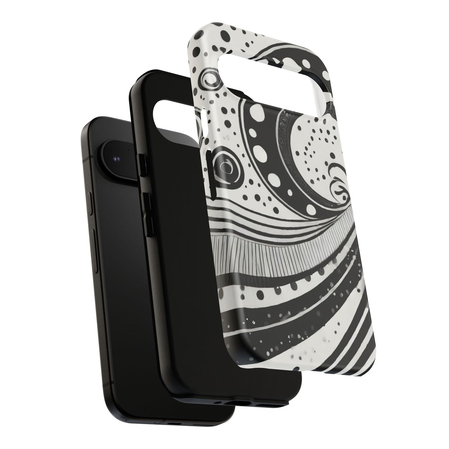 Artistic Black & White Swirl Tough Phone Case