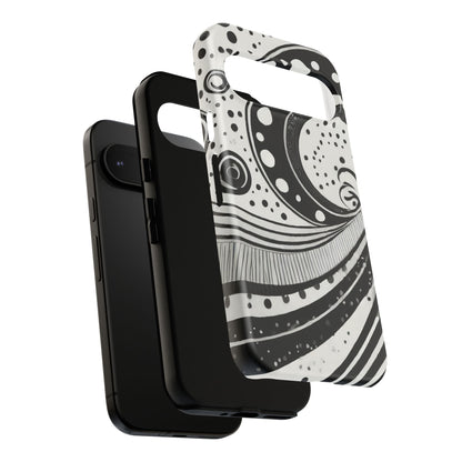 Artistic Black & White Swirl Tough Phone Case