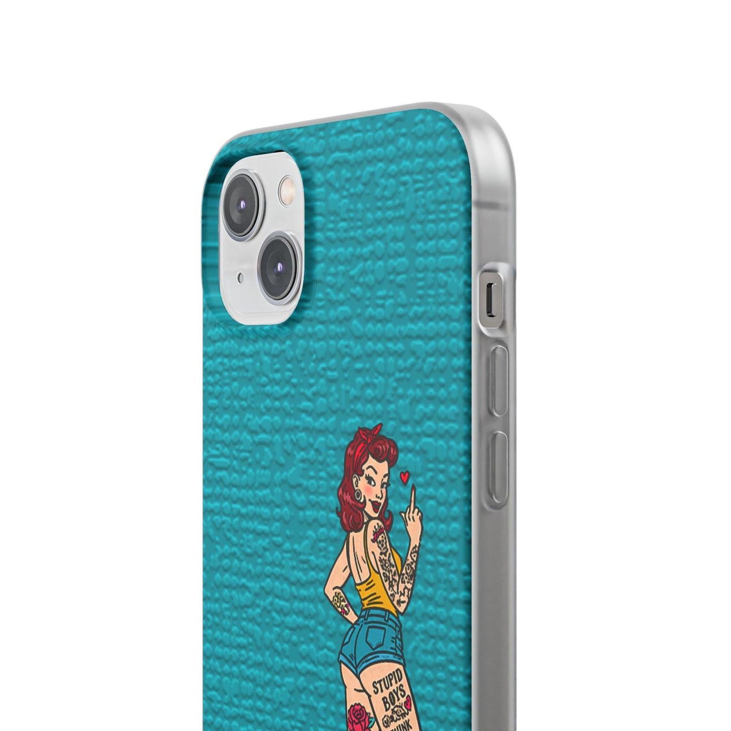 Sassy Pin-Up Stupid Boys Teal Flexi Phone Case