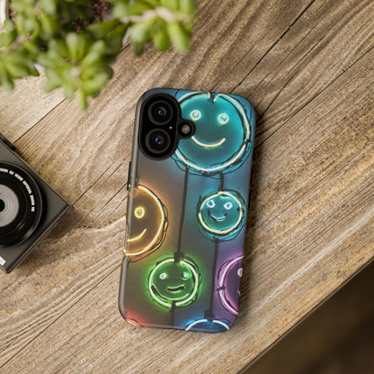 Colorful Neon Smiley Face Phone Case - Tough & Stylish Protection