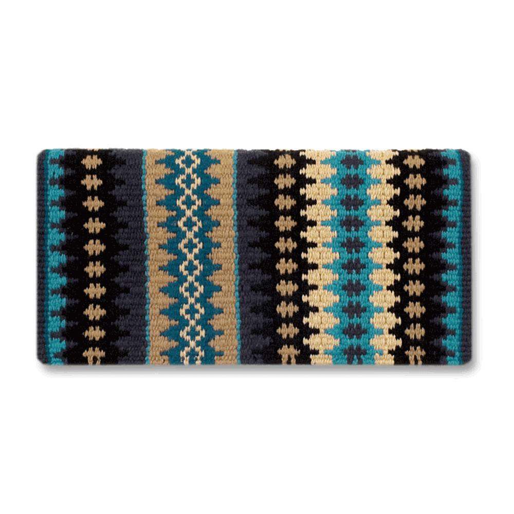 Mayatex 1455-14 38x34 New Nova Wool Blanket NAVY TAN TURQ