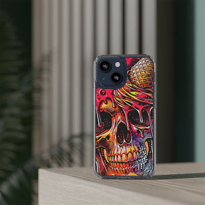 Neon Ice Cream Skull Clear Phone Case