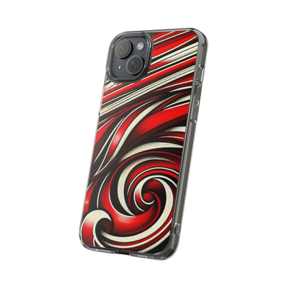 Red & White Swirl Abstract Clear Phone Case