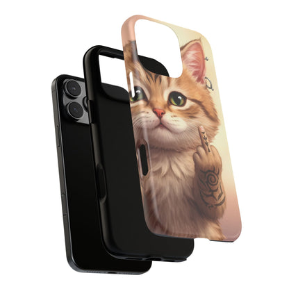 Evil Kitty Giving the Bird Tough Phone Case