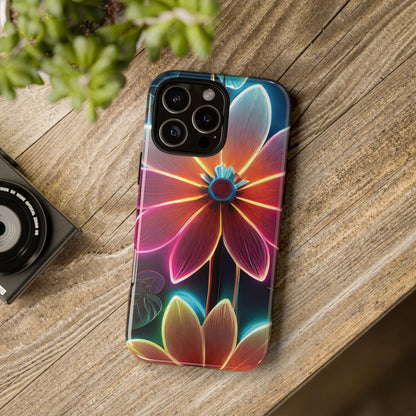 Vibrant Neon Flowers Tough Phone Case