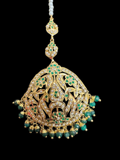 DJTK354 Jadau tika in green , ( SHIPS IN 4 WEEKS  )