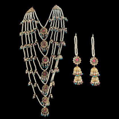 SAT97 Navratan satlada with double jhumka ( SHIPS IN 4 WEEKS )