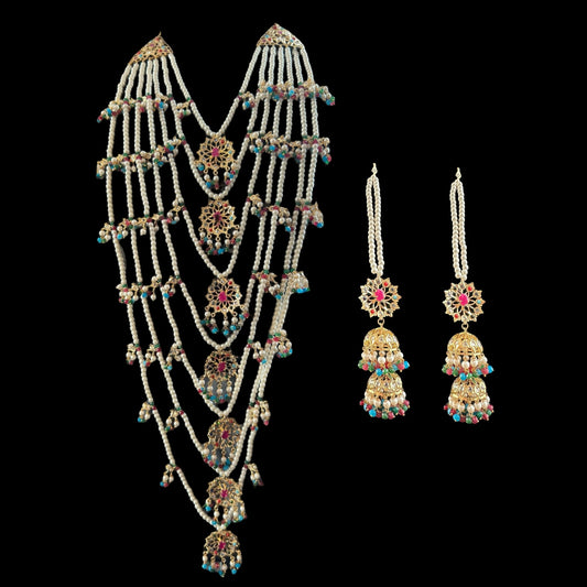 SAT97 Navratan satlada with double jhumka ( SHIPS IN 4 WEEKS )