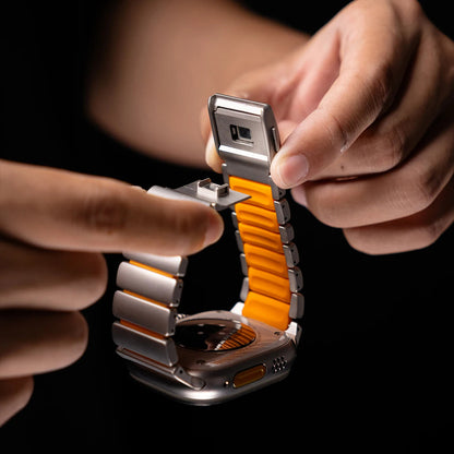 Premium Stainless Steel and Titanium Apple Watch Band | Soft Silicone Lining