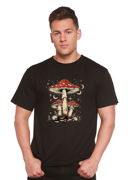 Boho Retro Hippie Mushrooms Natural Unisex Bamboo/Cotton Graphic T-Shirt