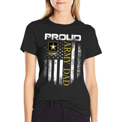 Vintage Proud Army Dad With American Flag Gift T-Shirt