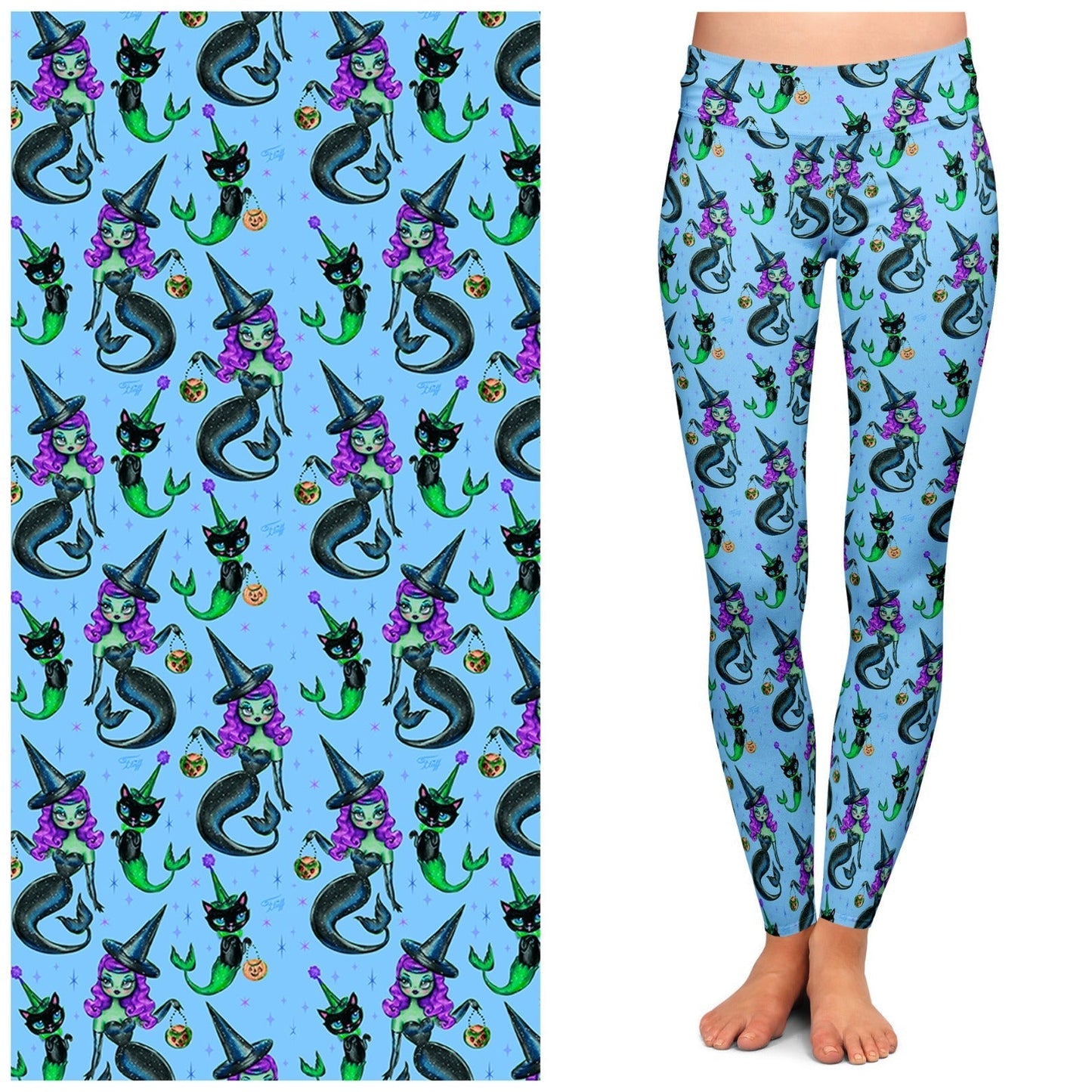 "MerWitch & Her MerCat" Leggings by Miss Fluff x Lipstick & Chrome
