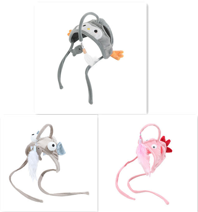 Cat Head Wearing Feather Stick