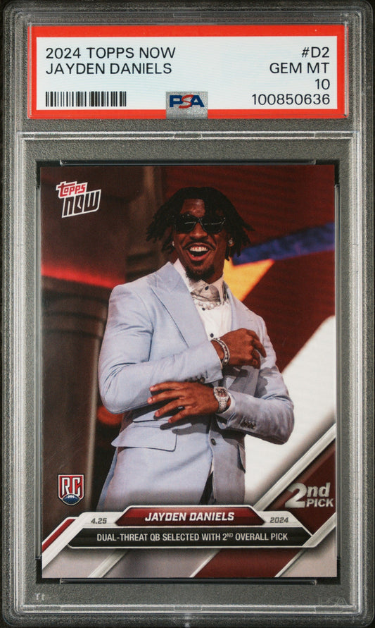 Graded 2024 Topps Now Jayden Daniels #D2 Rookie RC Football Card PSA 10 Gem Mint
