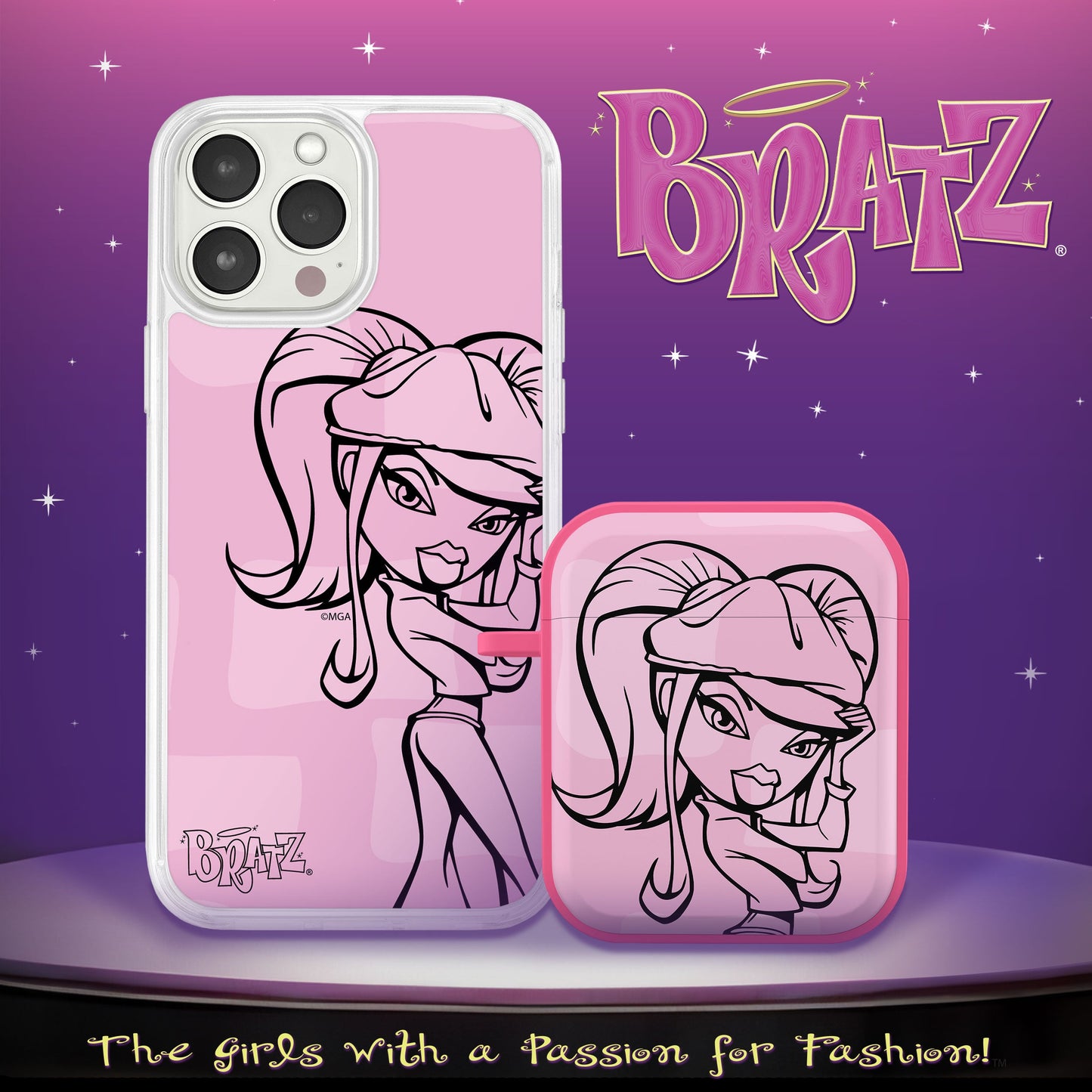 Bratz® Passion For Fashion HD Apple iPhone 12 Mag-Safe Phone Case and AirPods Gen 1 & 2 Combo Package