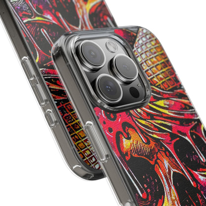 Neon Ice Cream Skull Clear Phone Case