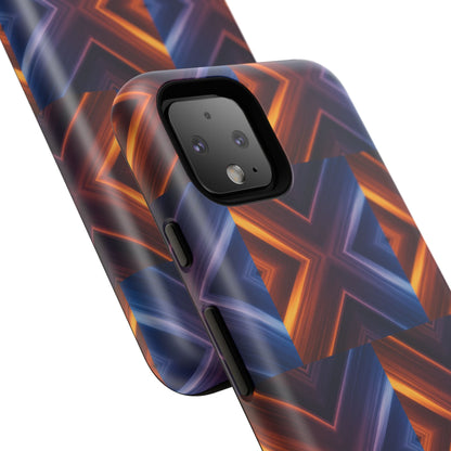 Stylish Tough Phone Case With Blue & Orange Abstract Design
