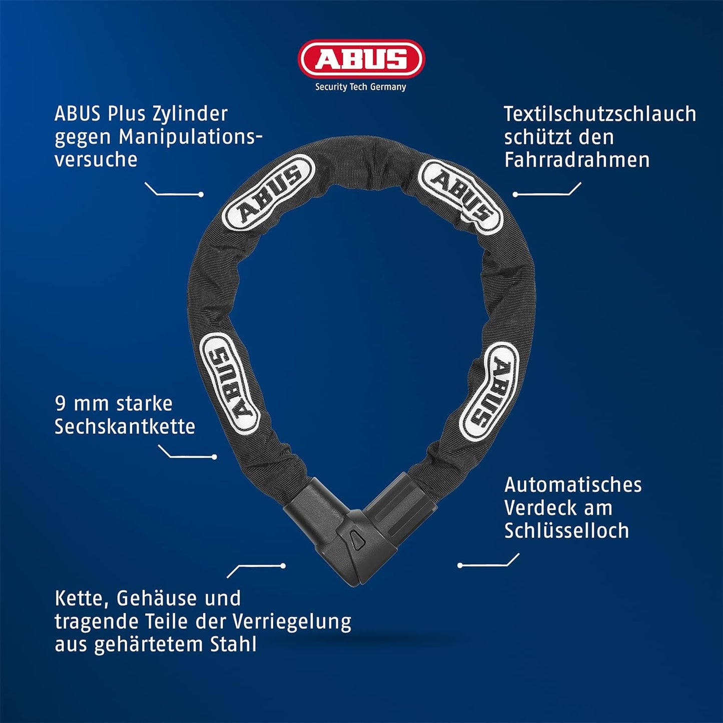 ABUS CITYCHAIN 1010/110-9MM hex BK (3.7′) (12042)