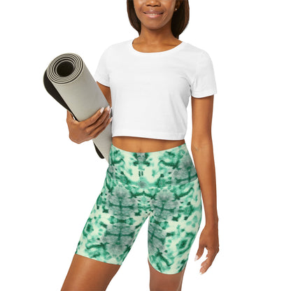 Shibori Lime Sherbert High Waisted Yoga Shorts