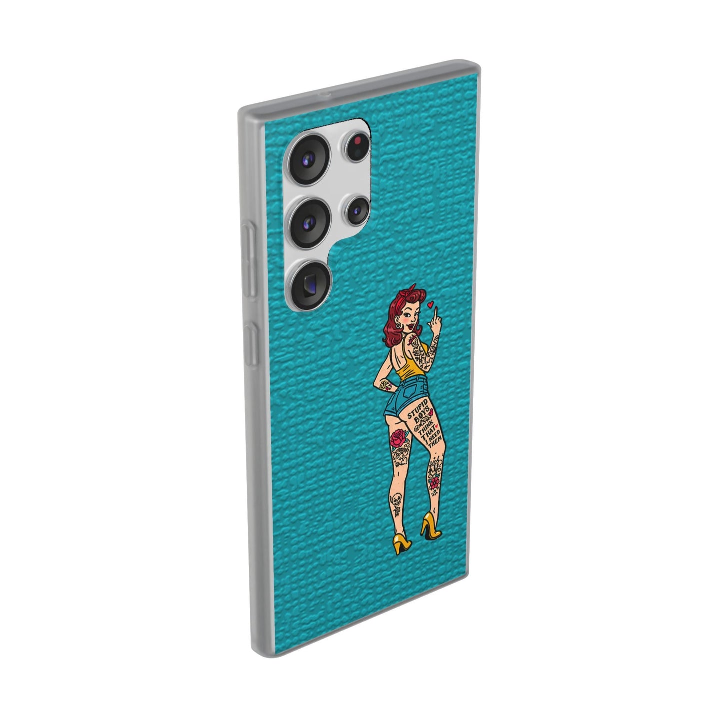 Sassy Pin-Up Stupid Boys Teal Flexi Phone Case