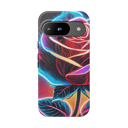 Artistic Neon Rose Tough Phone Case