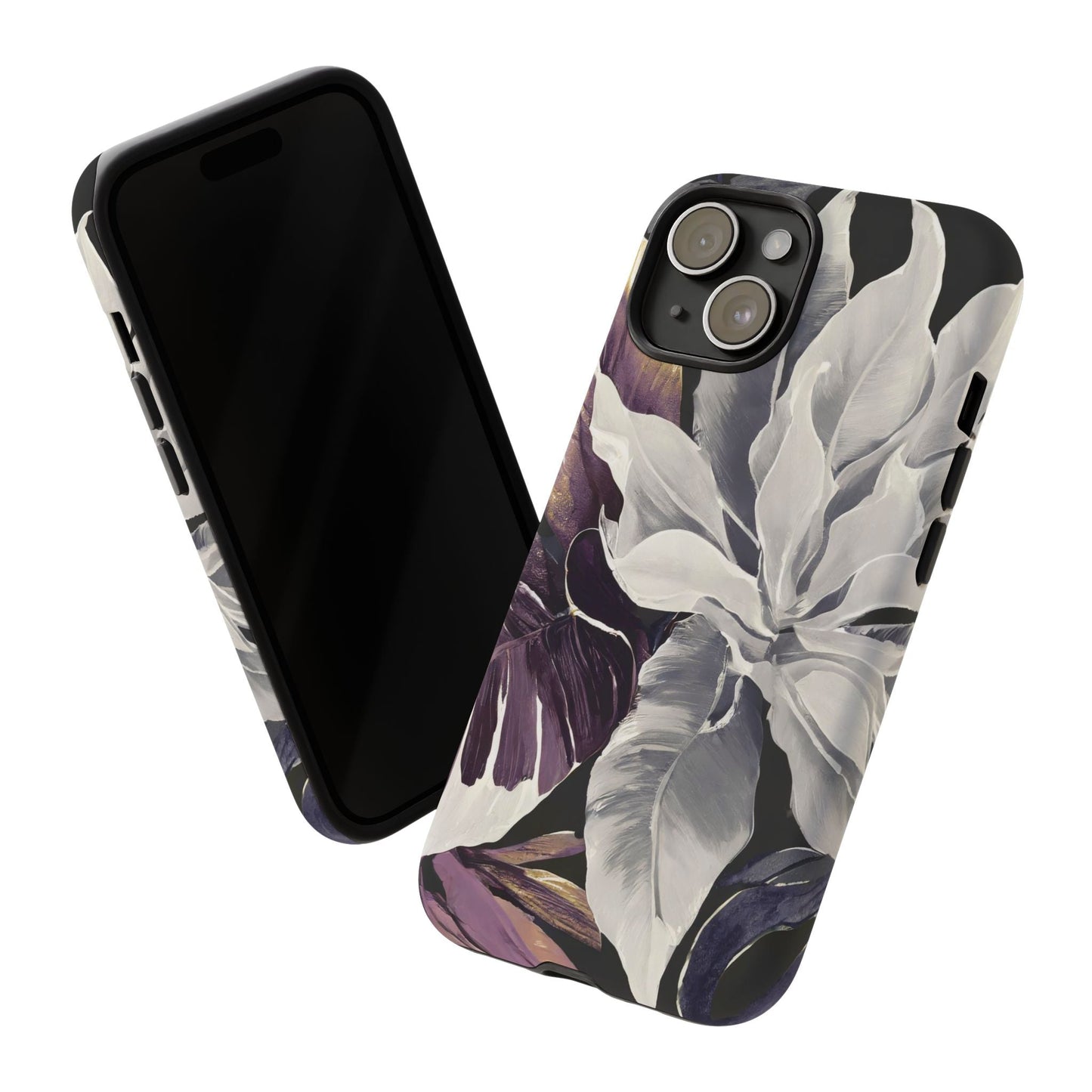 White & Plum Floral Tough Phone Case