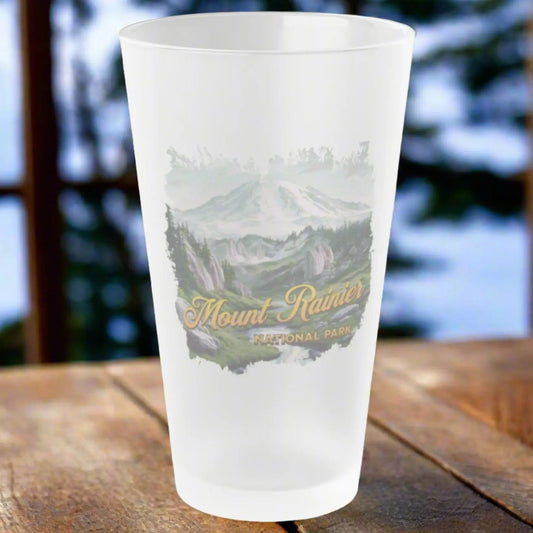 Mount Rainier National Park Frosted Pint Glass, 16oz