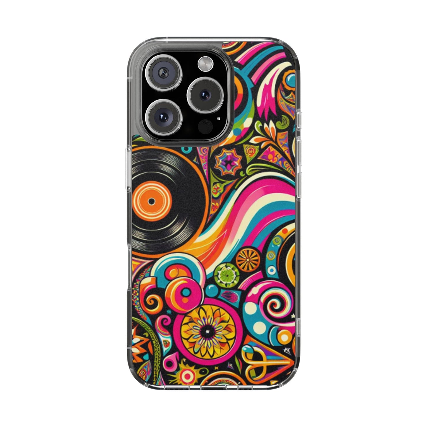 Colorful Vinyl Record Clear Phone Case