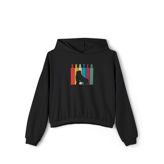 Women’s Cropped Rainbow Stripe Skater Hoodie