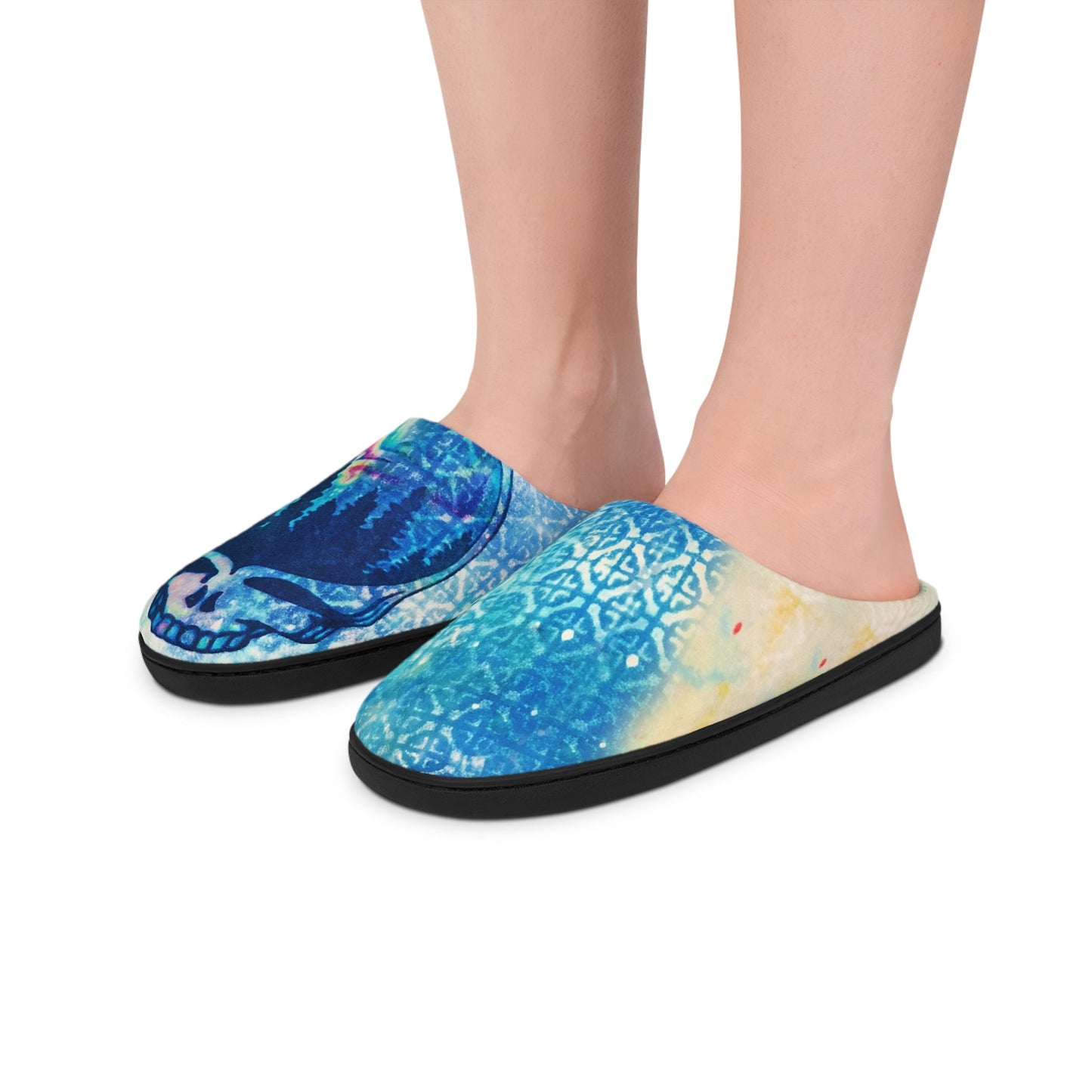 Aurora Borealis Skull Women's Slippers