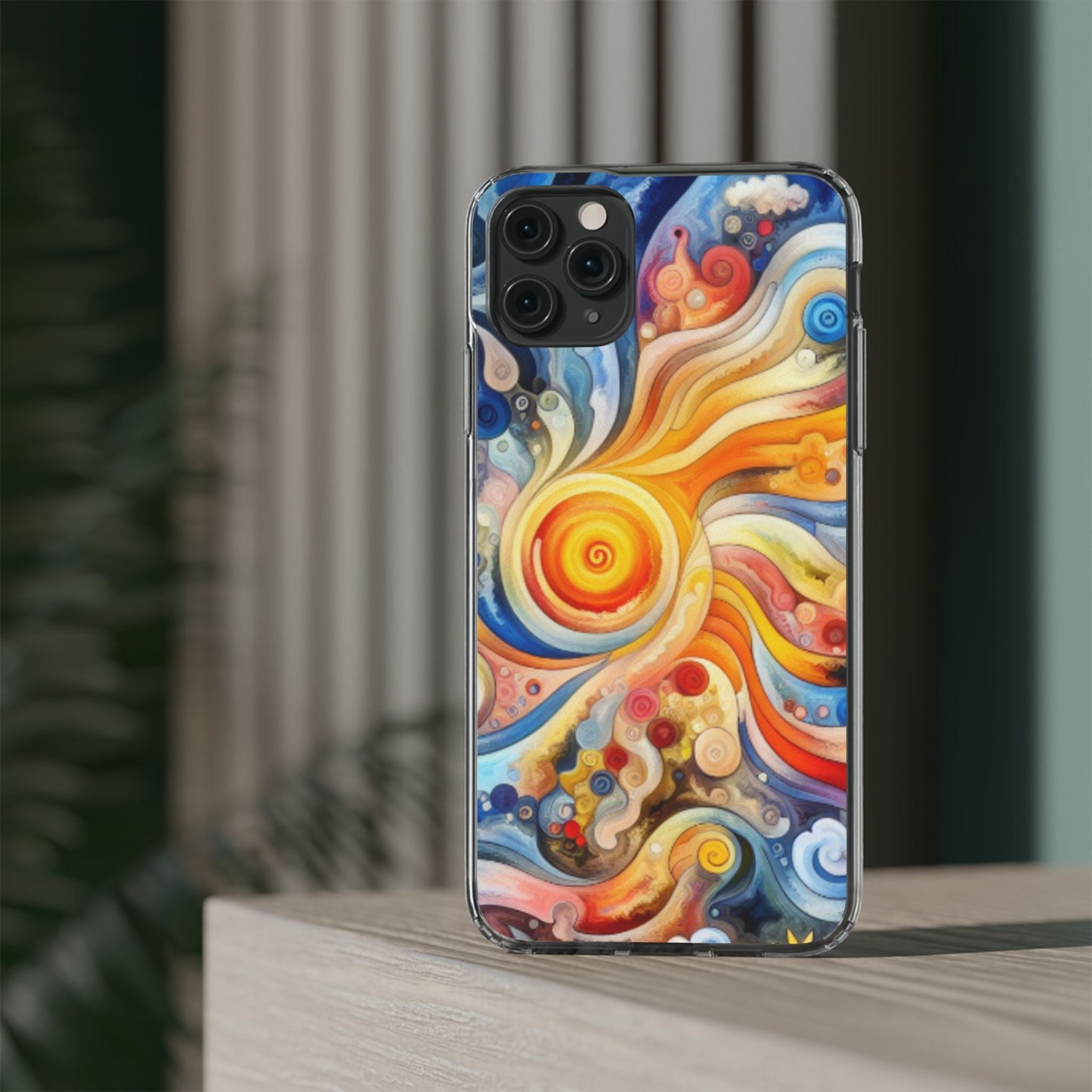 Colorful Abstract Swirl Clear Phone Case