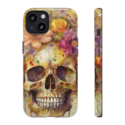Unique Floral Skull Tough Phone Case