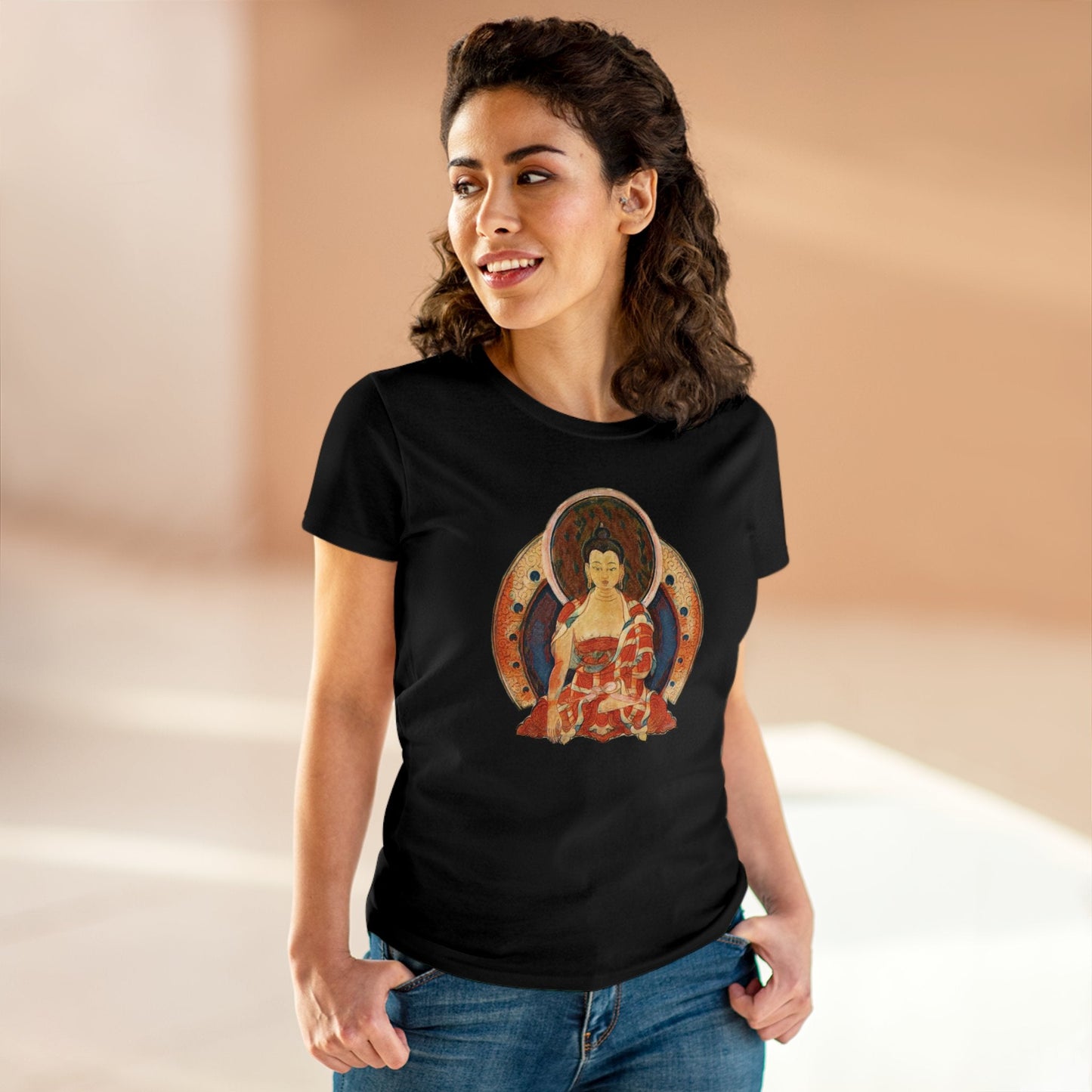Buddha Gouache Print Women's Cotton Tee