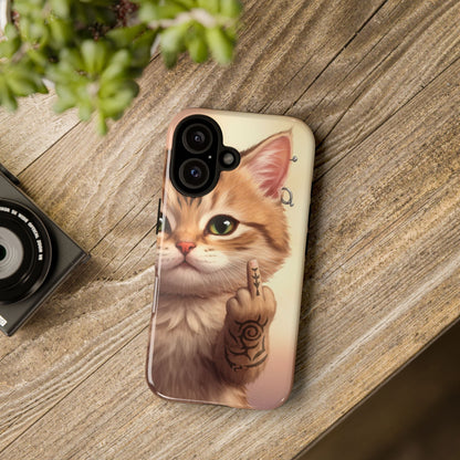 Evil Kitty Giving the Bird Tough Phone Case