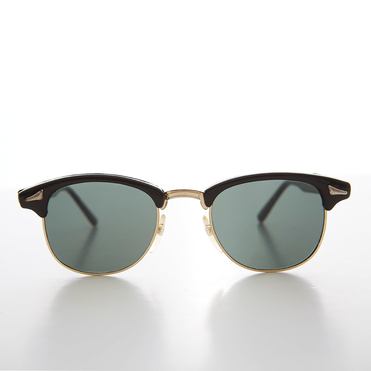Classic Half Frame Vintage Sunglass with Glass Lens - Hollis