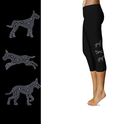 Great Dane Rhinestone Capri or Full-Length Leggings with Pockets & Cropped-Ear Design