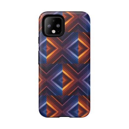 Stylish Tough Phone Case With Blue & Orange Abstract Design
