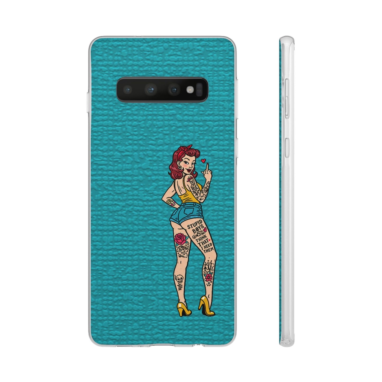 Sassy Pin-Up Stupid Boys Teal Flexi Phone Case