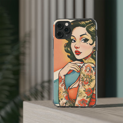 Retro Pin Up Clear Phone Case