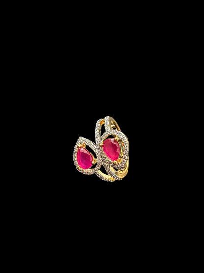 DJR134  Cz gold plated  ring - Ruby( READY TO SHIP)