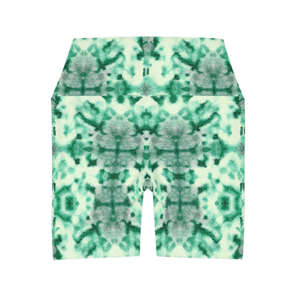 Shibori Lime Sherbert High Waisted Yoga Shorts
