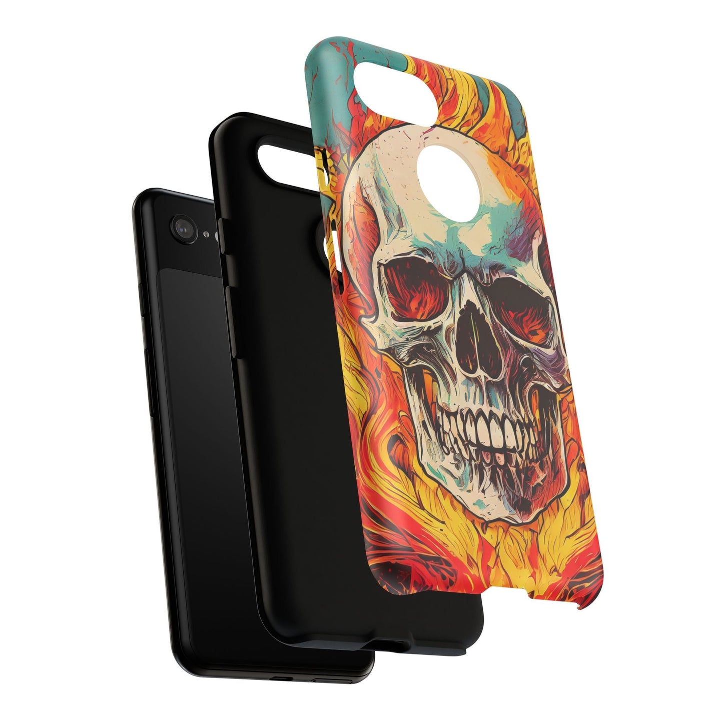 Flaming Skull Tough Phone Case