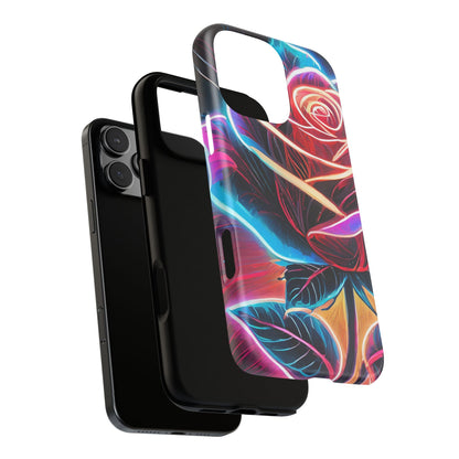 Artistic Neon Rose Tough Phone Case