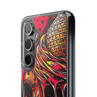 Neon Ice Cream Skull Clear Phone Case