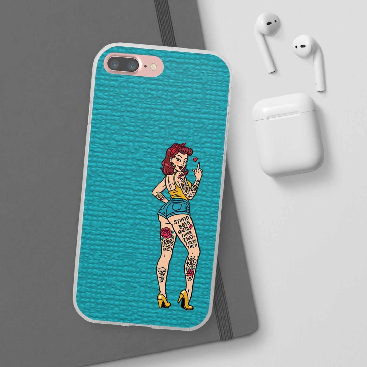 Sassy Pin-Up Stupid Boys Teal Flexi Phone Case