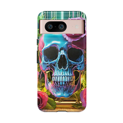 Neon Rose Skull Tough Phone Case